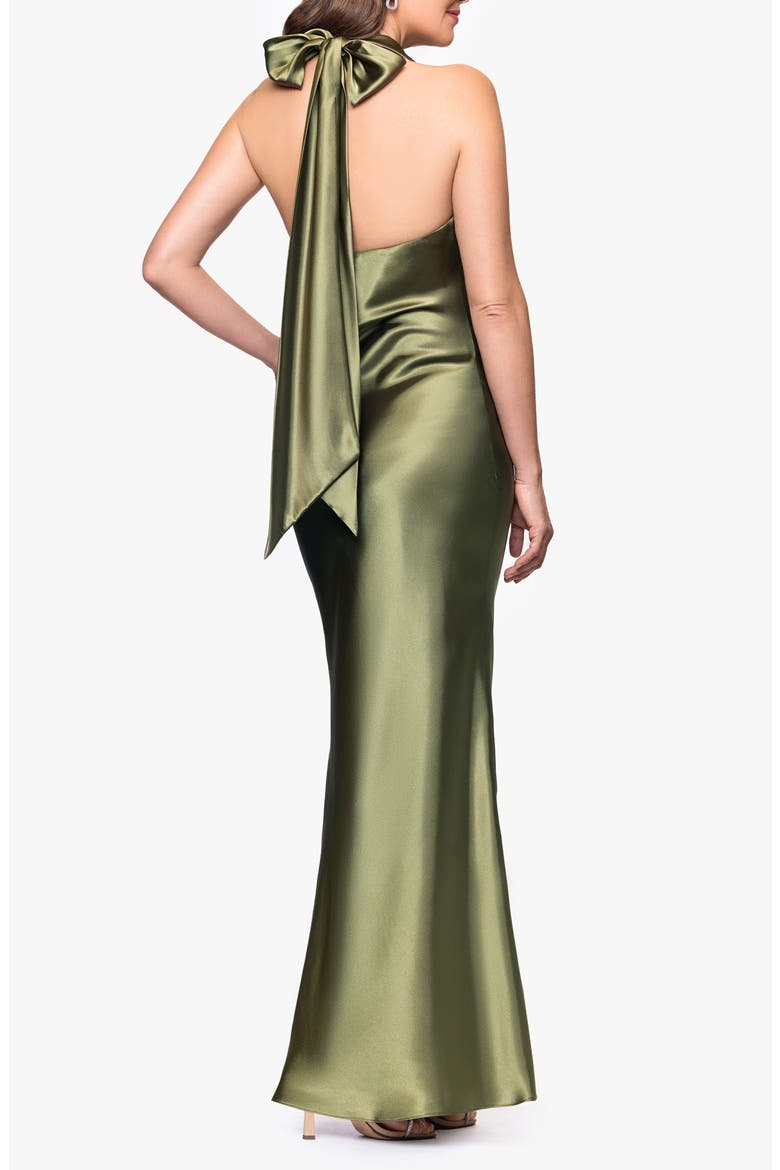 Halter Charmeuse Gown, Alternate, color, OLIVE