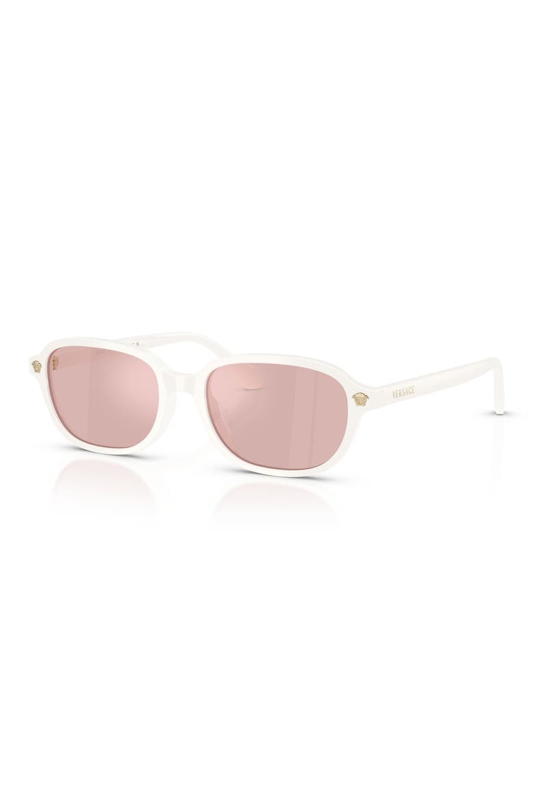 53mm Pillow Sunglasses, Alternate, color, WHITE TALC / PINK MIRROR GOLD