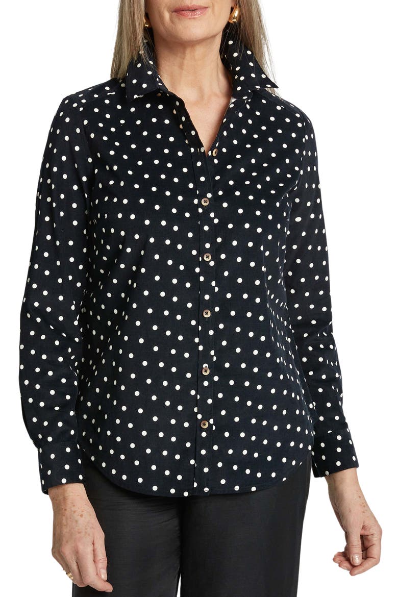 Haven Polka Dot Corduroy Button-Up Shirt, Main, color, BLACK/ IVORY