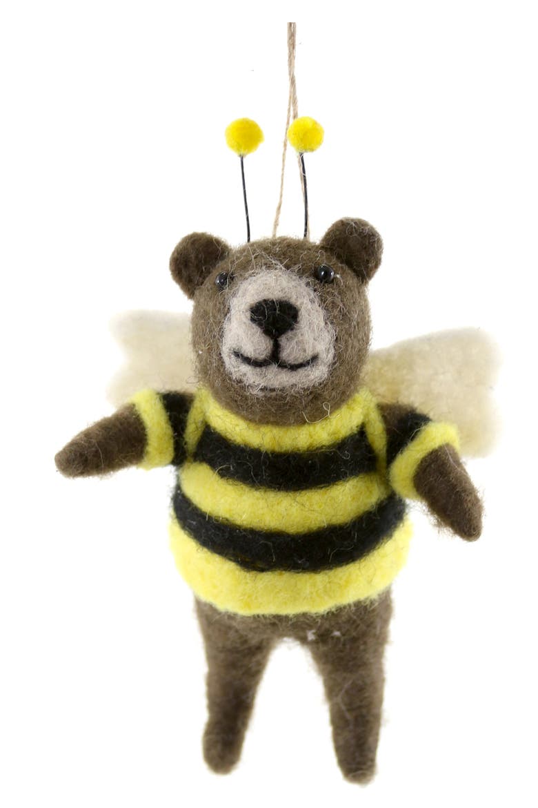Bumble Bear Felt Ornament, Main, color, MULTI