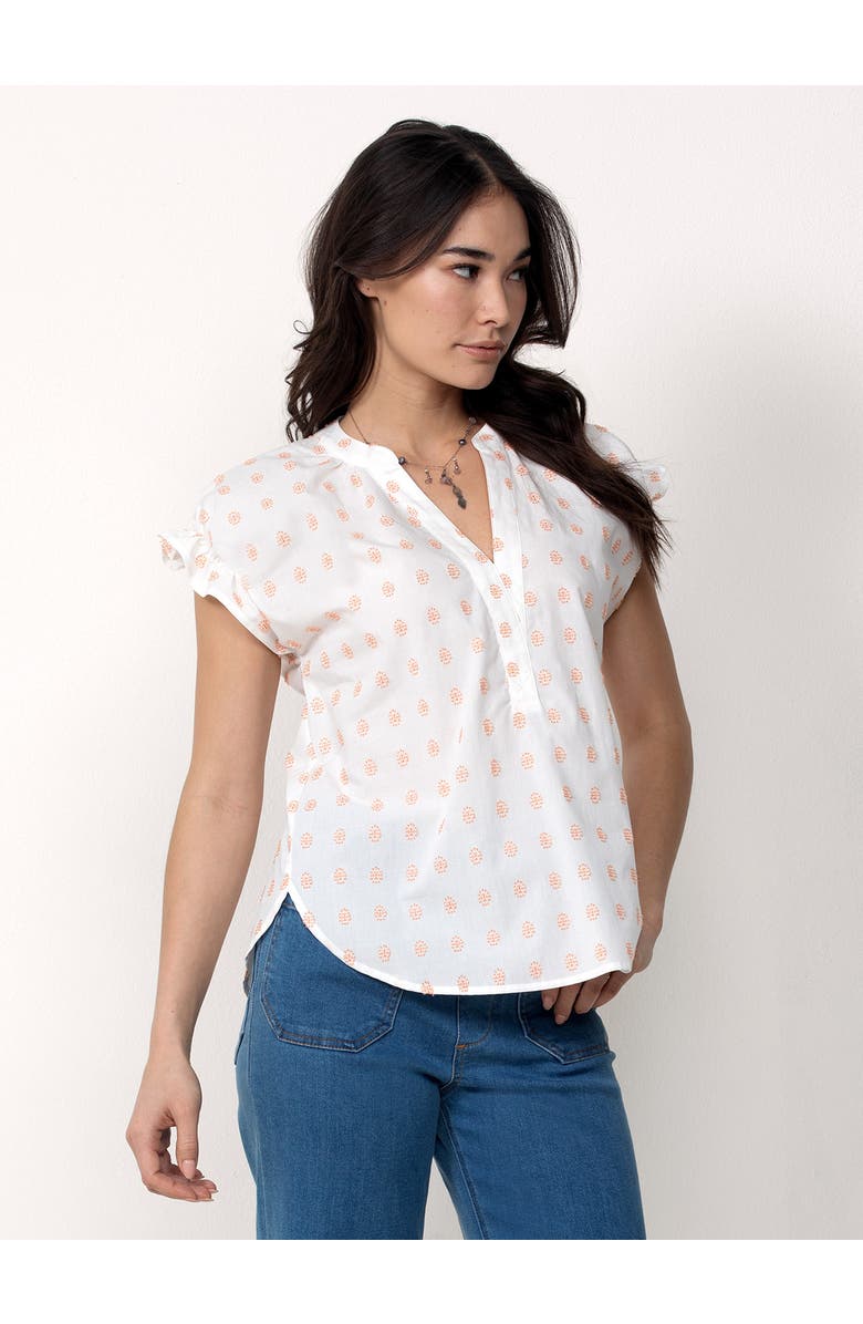 Single Stitch Cotton Peasant Blouse, Alternate, color, White Coral