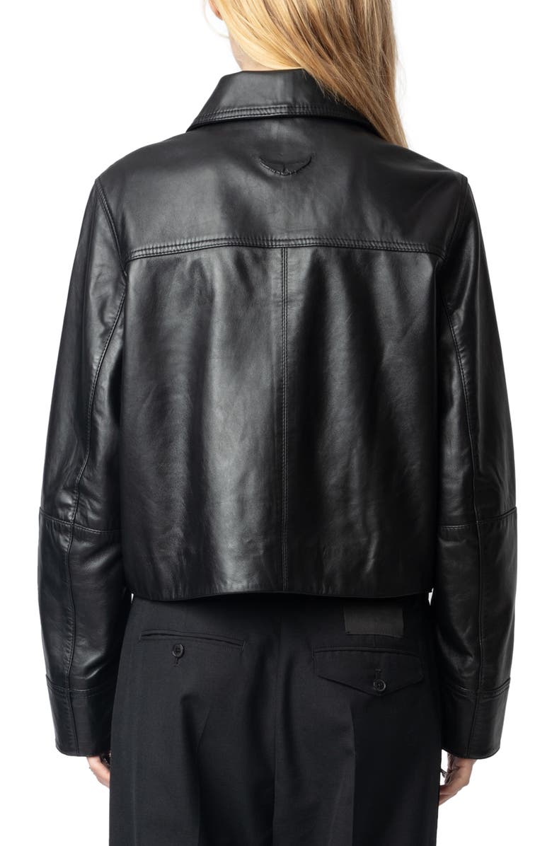 Zadig & Voltaire Liston Leather Crop Jacket, Alternate, color, 