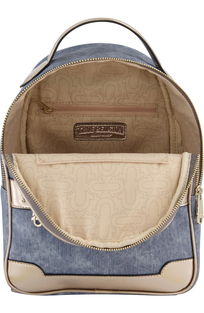 True Religion Denim & Metallic Trim Mini Backpack, Alternate, color,
