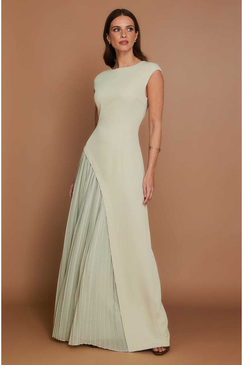 Pleated Skirt Cap Sleeve Maxi Dress, Alternate, color, Pistachio