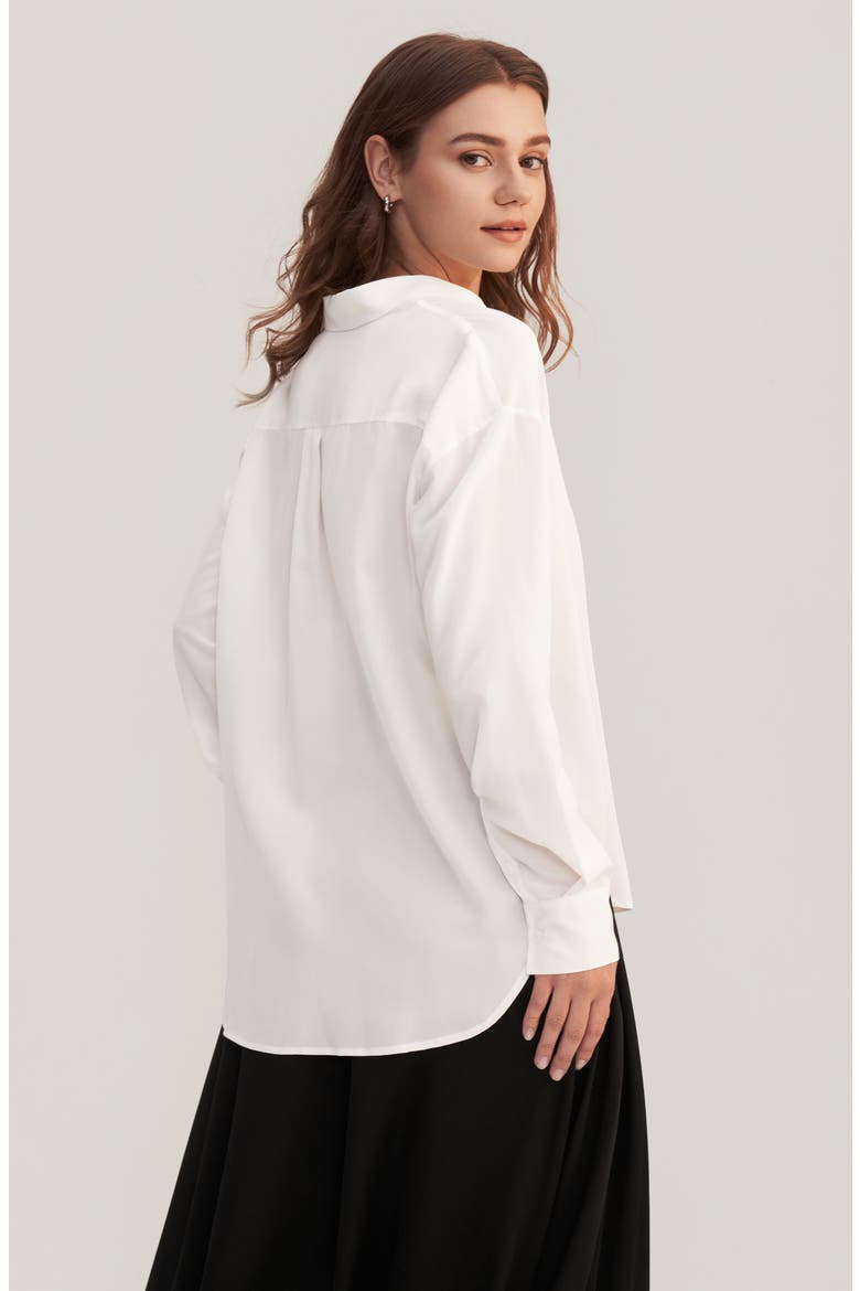 Women's Drop Shoulders Oversize Silk Shirt, Alternate, color, Natural White