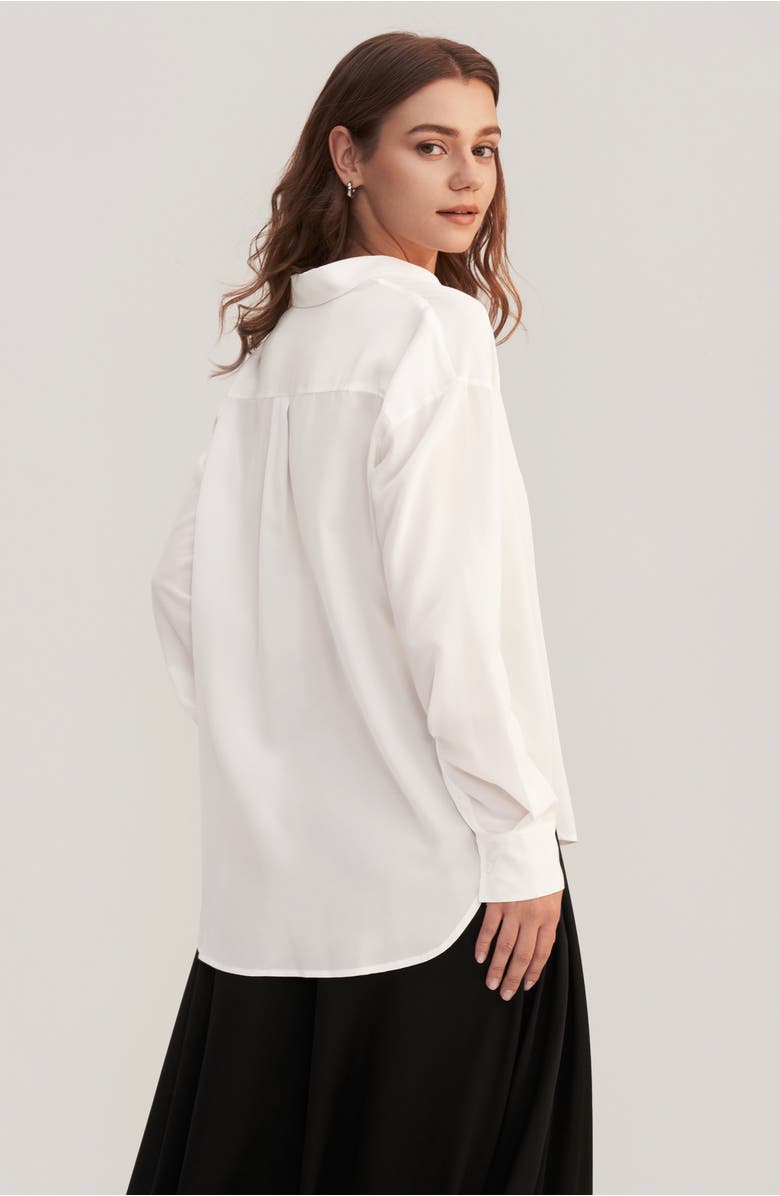 Lilysilk Women's Drop Shoulders Oversize Silk Shirt, Alternate, color, Natural White