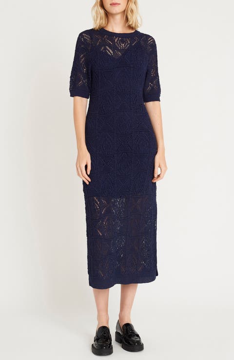 Ash Pointelle Stitch Sweater Dress