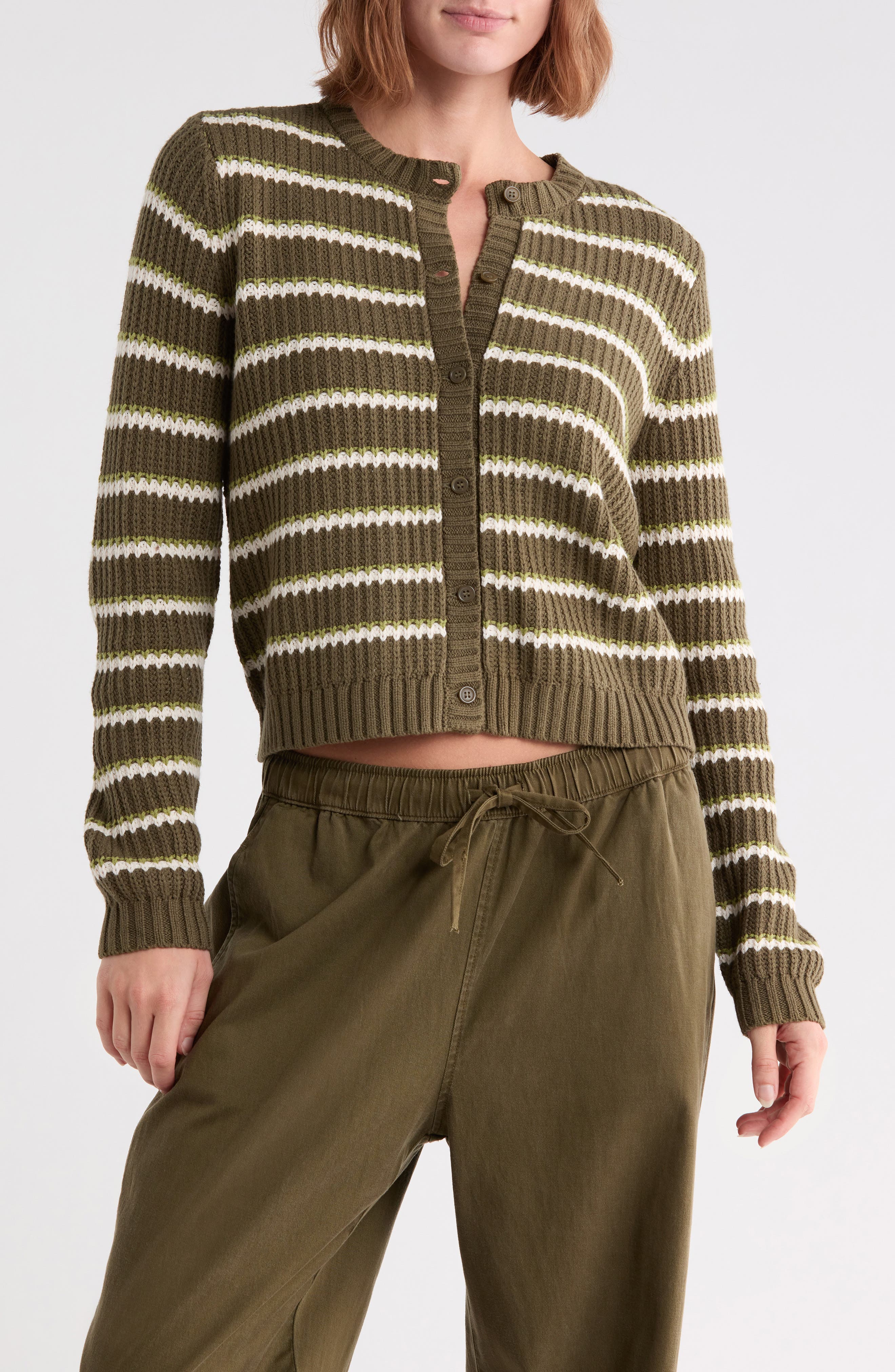 Felicity Crewneck Cotton Blend Cardigan