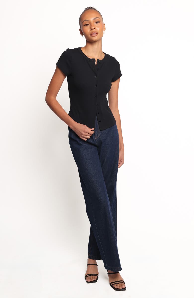 Petal & Pup Tylarah Short Sleeve Rib Cardigan, Alternate, color, Black