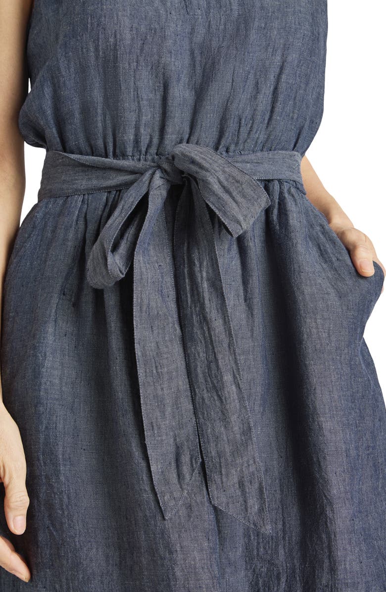 Splendid Stella Linen Maxi Dress, Alternate, color, Navy