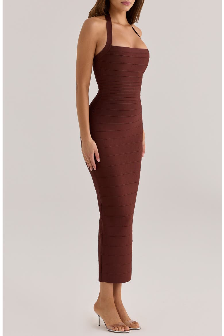 The Silhouette Halter Midi Dress, Alternate, color, CHOCOLATE