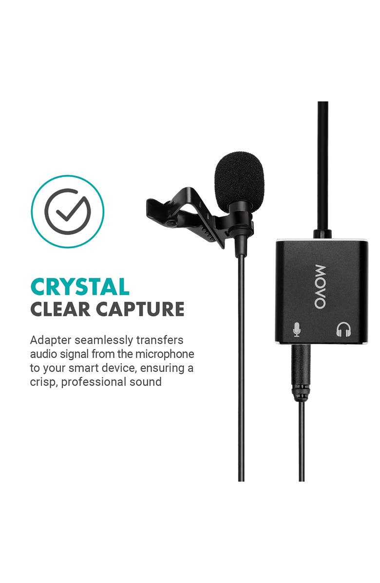 MOVO USBC-AC2 TRS Mic. to USB-C Stereo Audio Sound Card, Alternate, color, Black