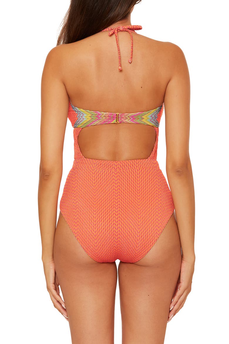 Summer Sunrise Metallic Rib One-Piece Swimsuit, Alternate, color, ORANGE MULTI