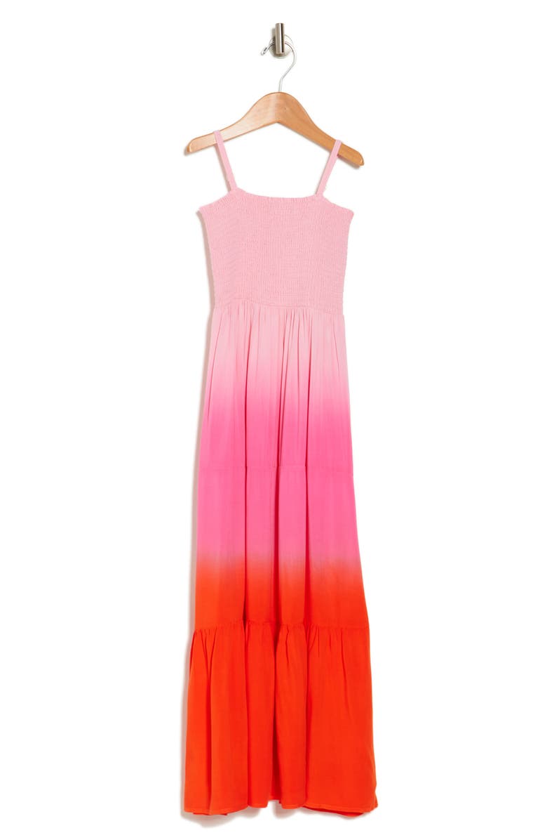 Design History Kids' Dip Dye Smocked Maxi Dress, Main, color, Sugarpnkcb