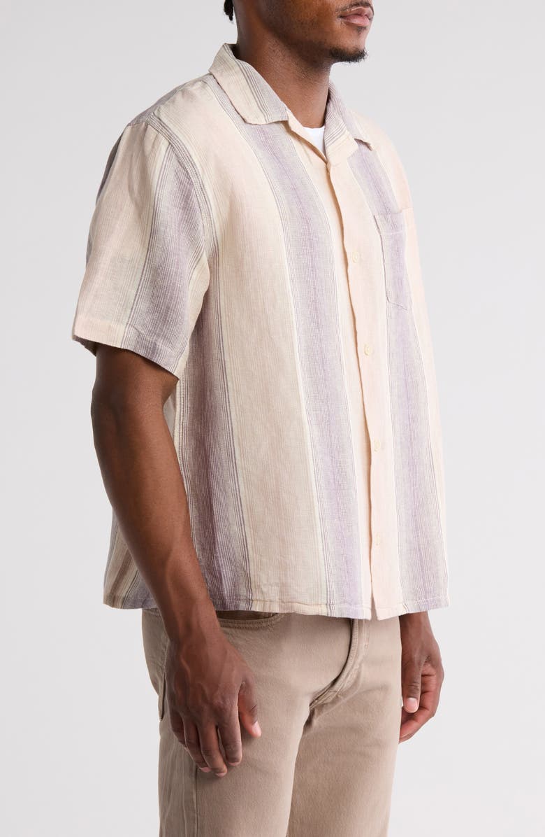 Corridor Sunset Stripe Cotton Blend Camp Shirt, Alternate, color, Violet