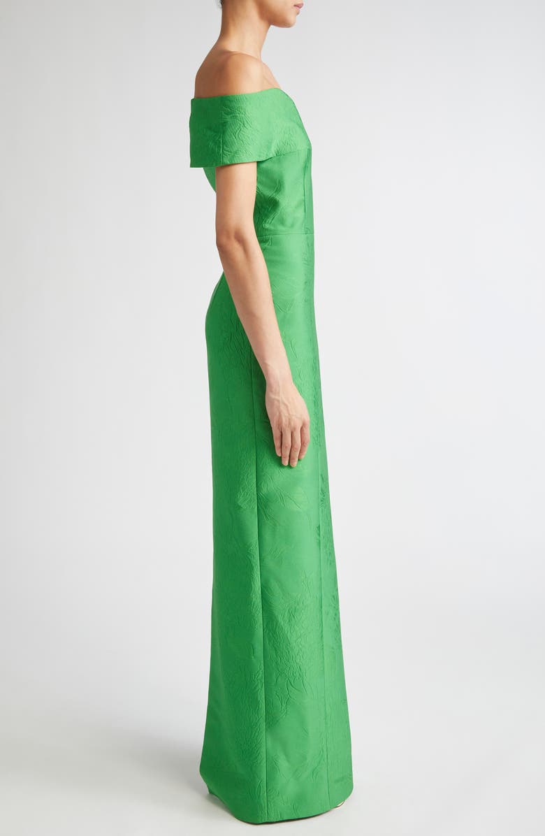 Emilia Wickstead Aislynn Strapless Floral Cloqué Gown, Alternate, color, Green