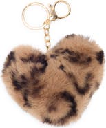 BP. Fuzzy Leopard Faux Fur Heart Bag Charm