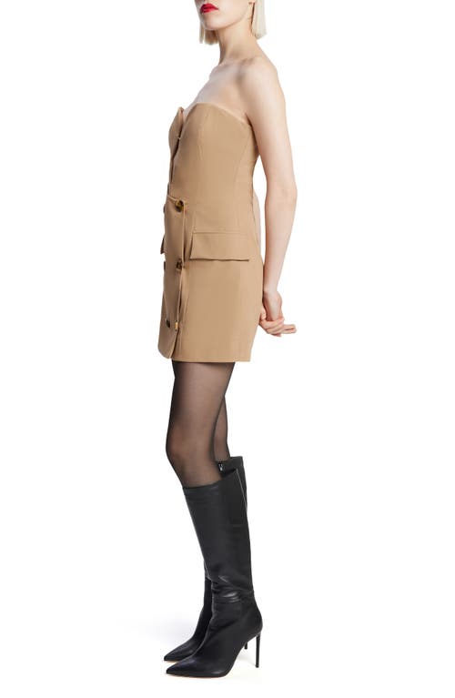 Bardot Lilith Button Front Mini Dress In Camel