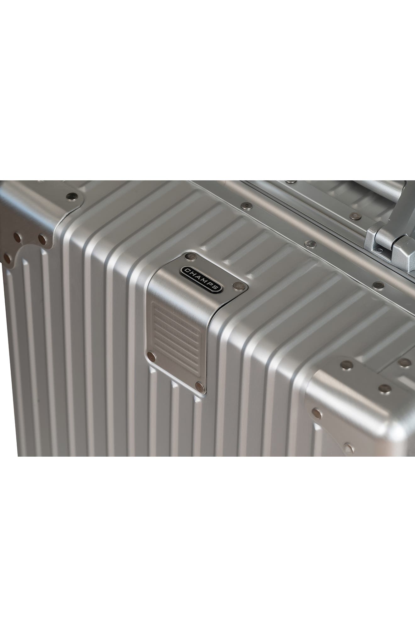 CHAMPS Aluminum Hardside Spinner Suitcase Carry-On, Alternate, color, Silver
