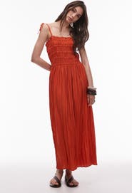 Topshop Shirred Bodice Midi Dress