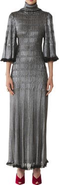 Lanvin Midi Dress In Metallic Viscose
