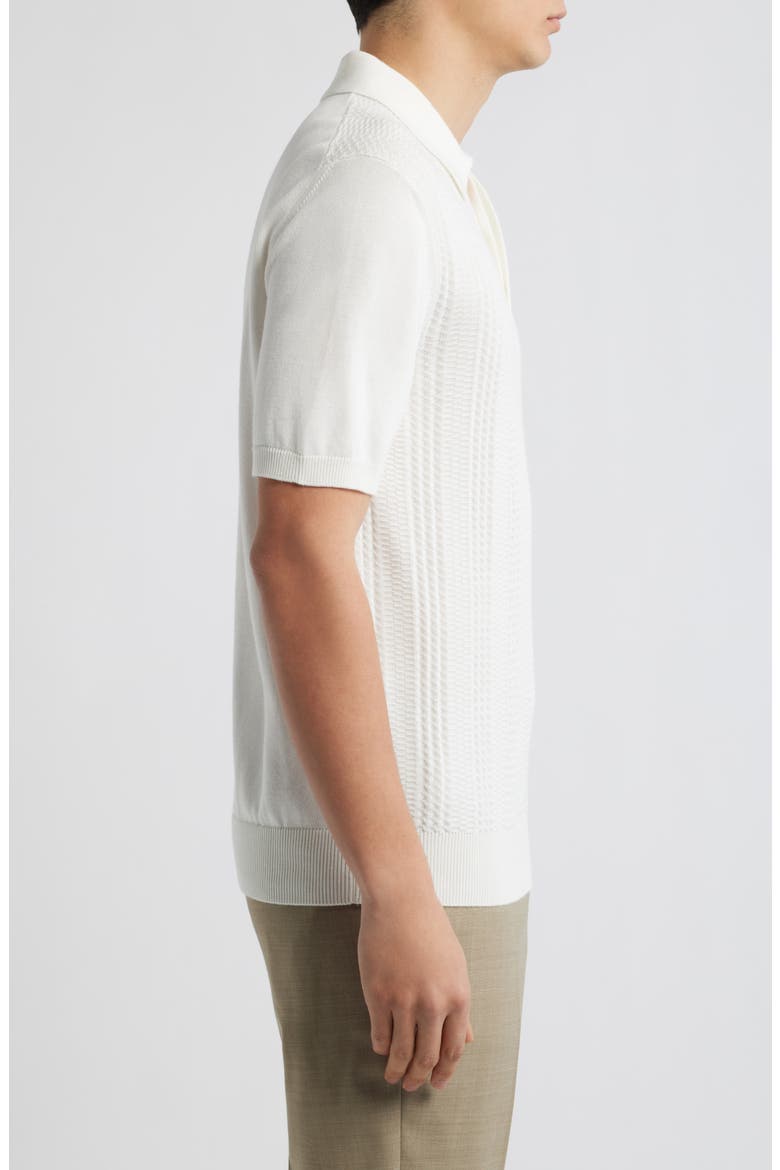 Ribbed Cotton Blend Polo Sweater, Alternate, color, WHITE