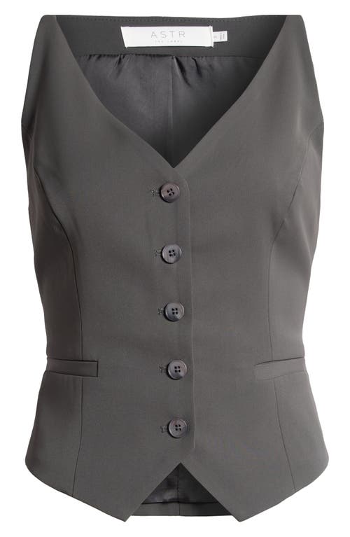Astr The Label Button-up Vest In Charcoal