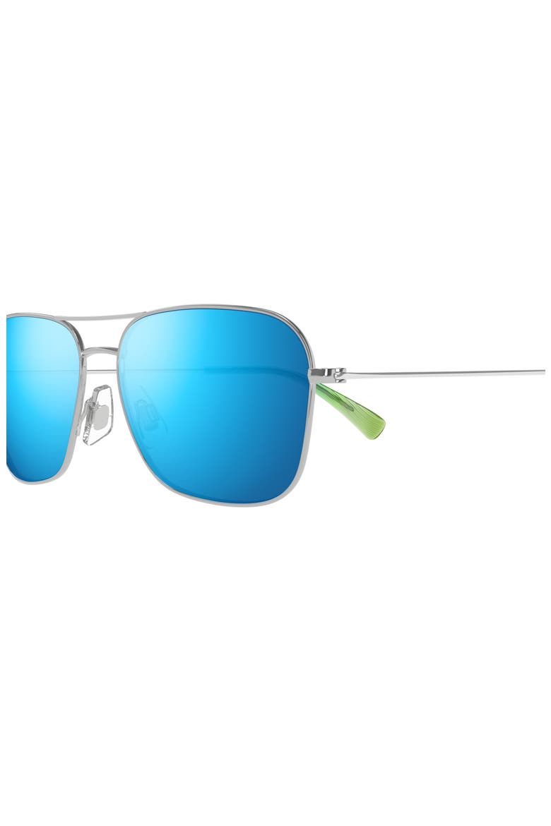 Naauao 58mm PolarizedPlus2® Aviator Sunglasses, Alternate, color, SILVER/ BLUE HAWAII
