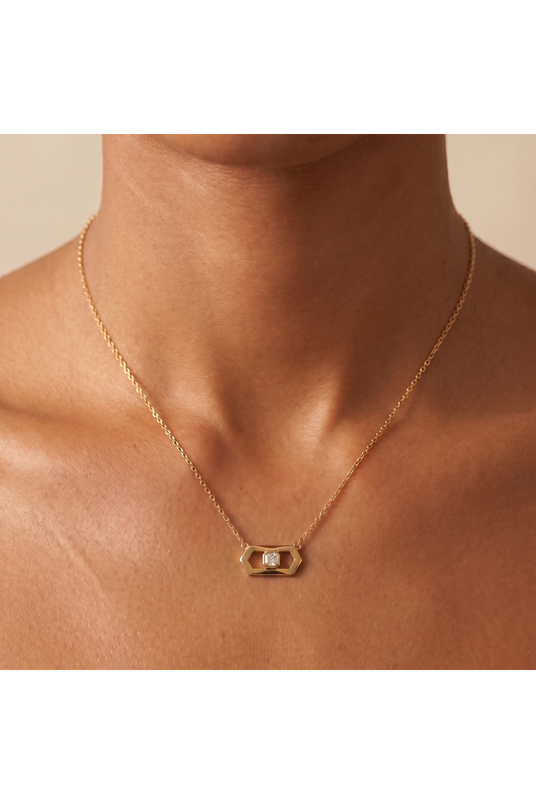The Ever Necklace, Alternate, color, Gold/White CZ