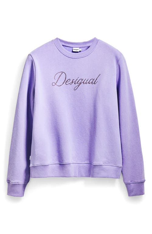 Desigual Embellished Logo Cotton Sweatshirt In Lavender