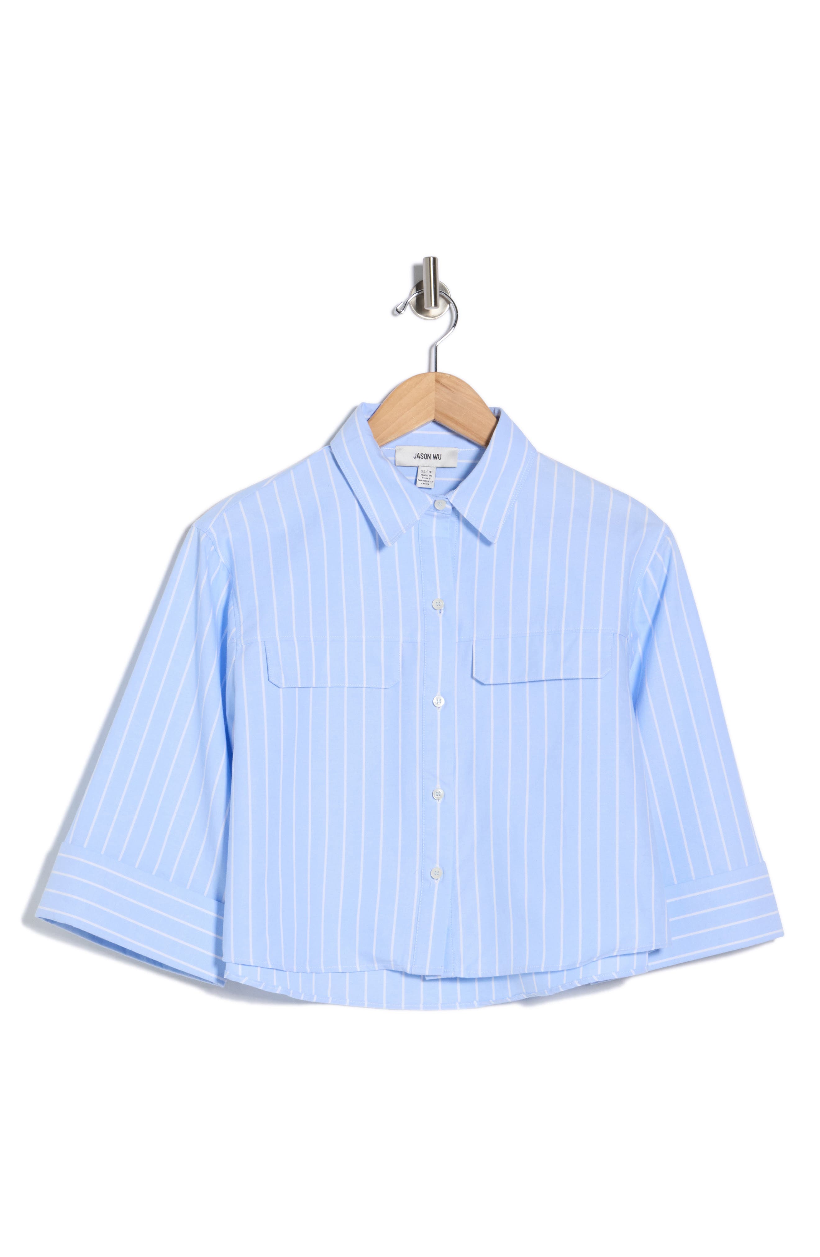 JASON WU Pinstripe Crop Button-Up Shirt (Women) | Nordstromrack
