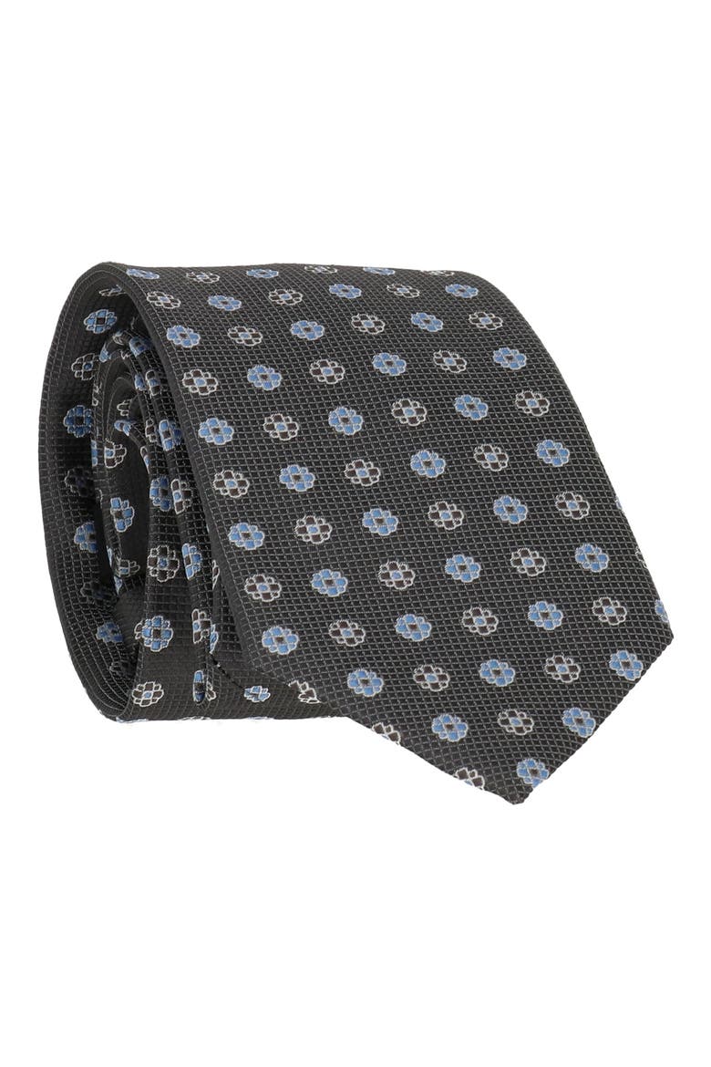 Flower Dot Tie, Main, color, SILVER