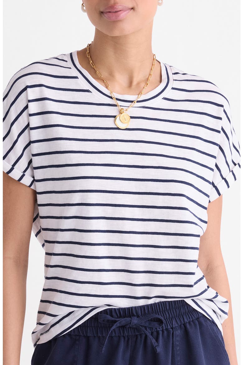 Relaxed Fit Cotton T-Shirt, Main, color, B.STRIPE- WHITE/ NAVY