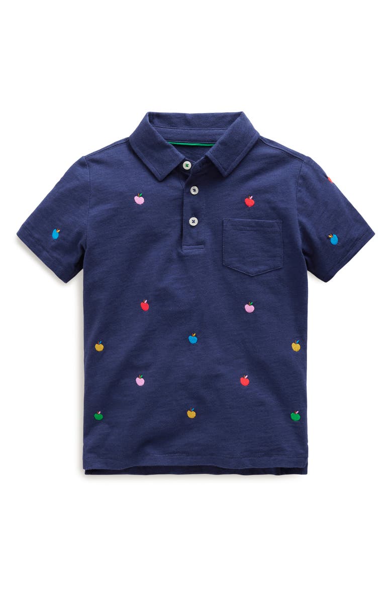 Mini Boden Kids' Embroidered Cotton Polo, Main, color,