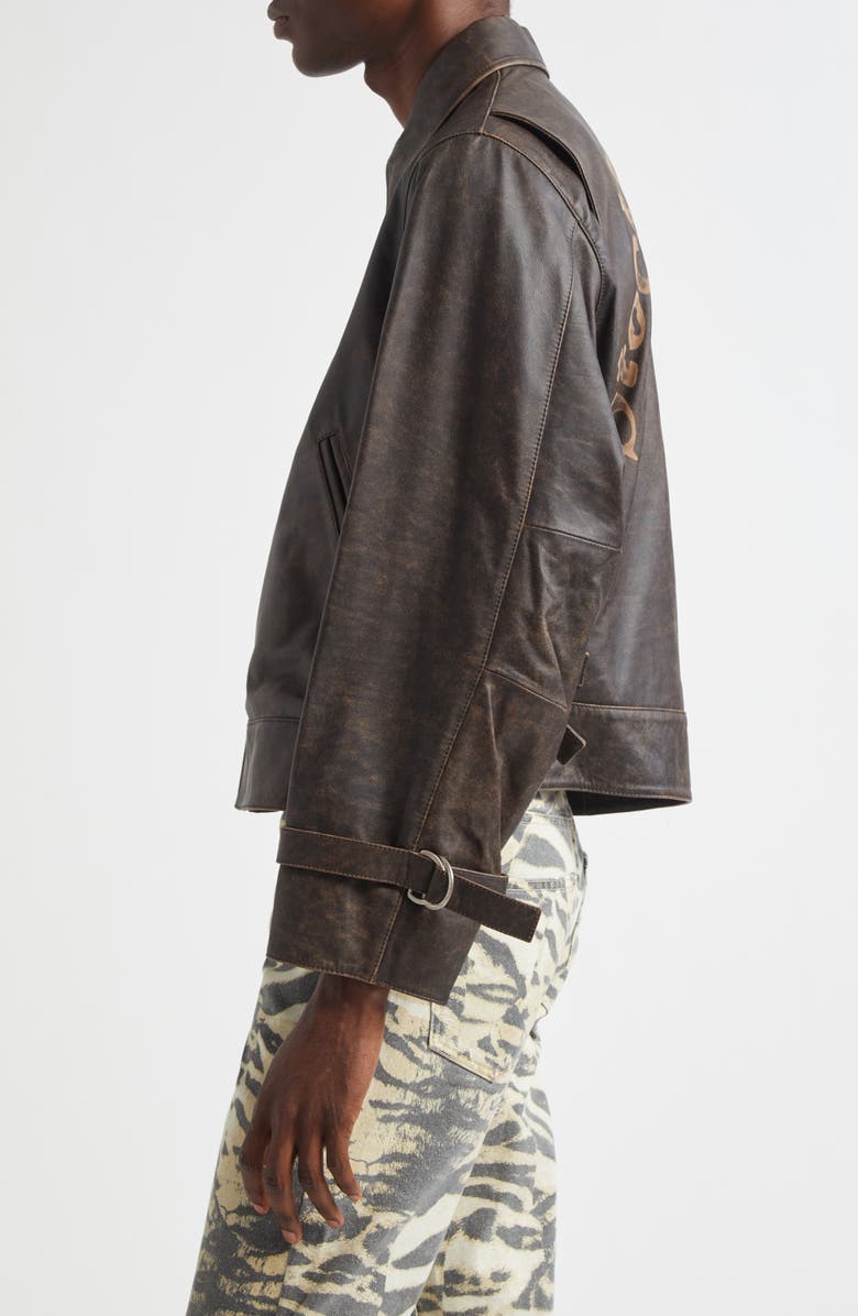 STOCKHOLM SURFBOARD CLUB Leather Work Jacket, Alternate, color, Brown