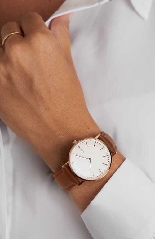 Solios Watches The Solar Classic | White Dial In Brown Vegan Leather