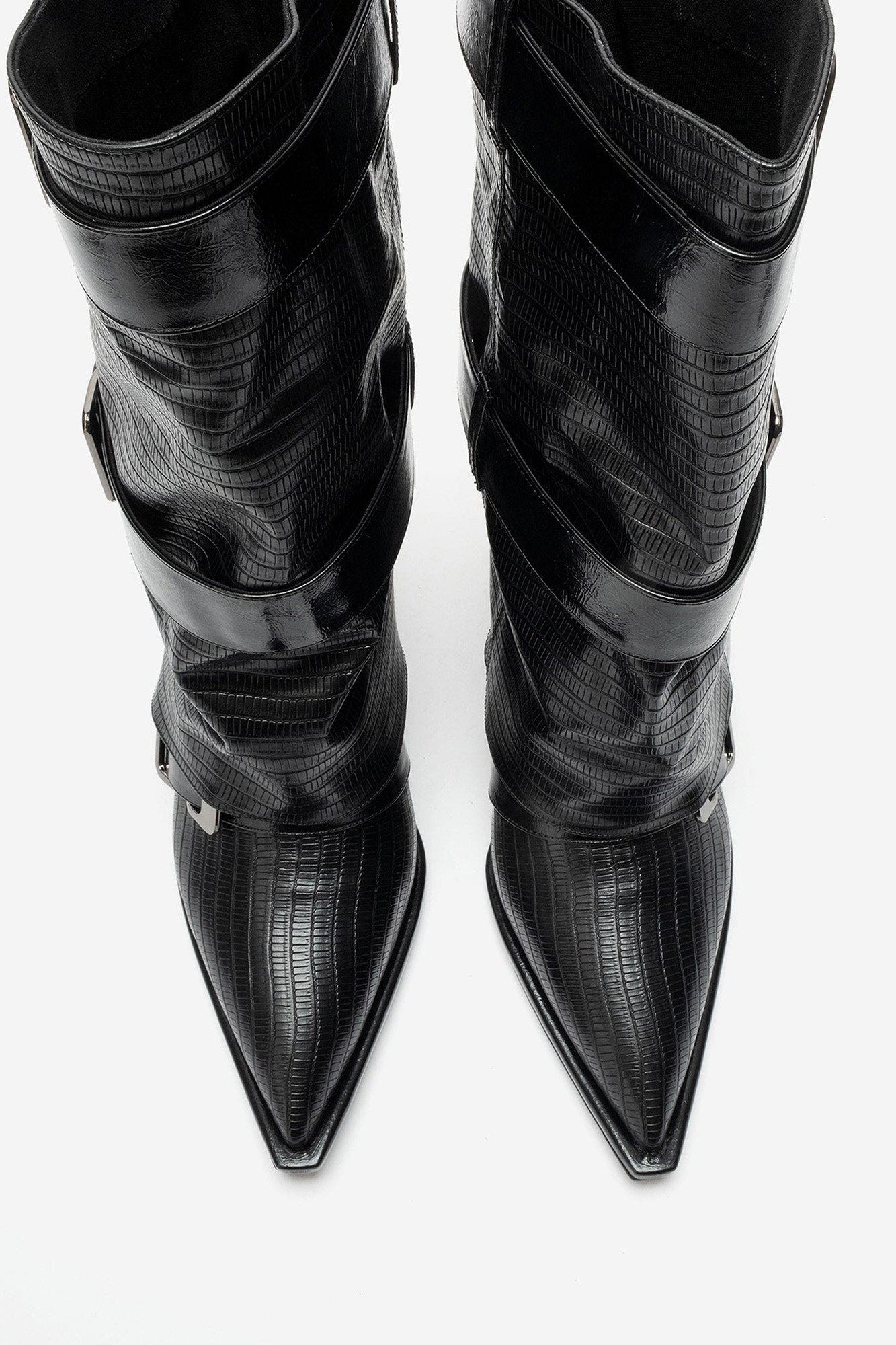 Ylva Stiletto Pointed Toe Boot, Alternate, color, Black