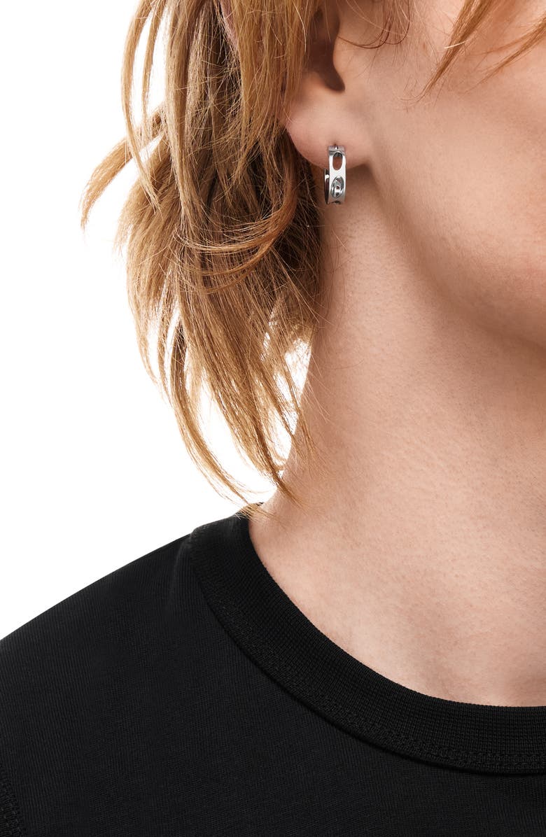 DIESEL<sup>®</sup> Oval D Logo Single Hoop Earring, Alternate, color, Silver
