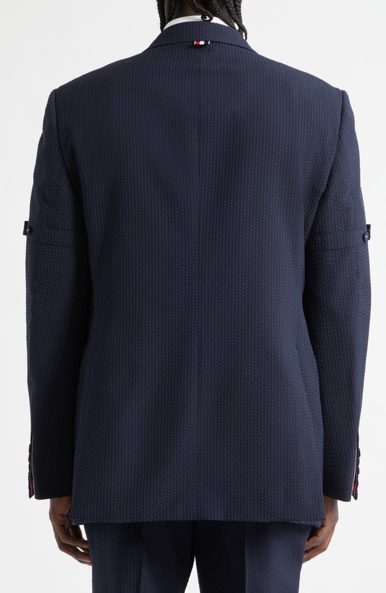 Thom Browne Armband Wool Seersucker Unconstructed Sport Coat, Alternate, color, Navy