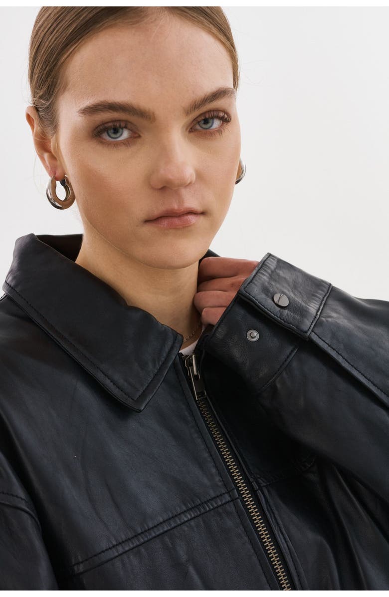 LAMARQUE THEIA | Leather Bomber Jacket, Alternate, color, Black