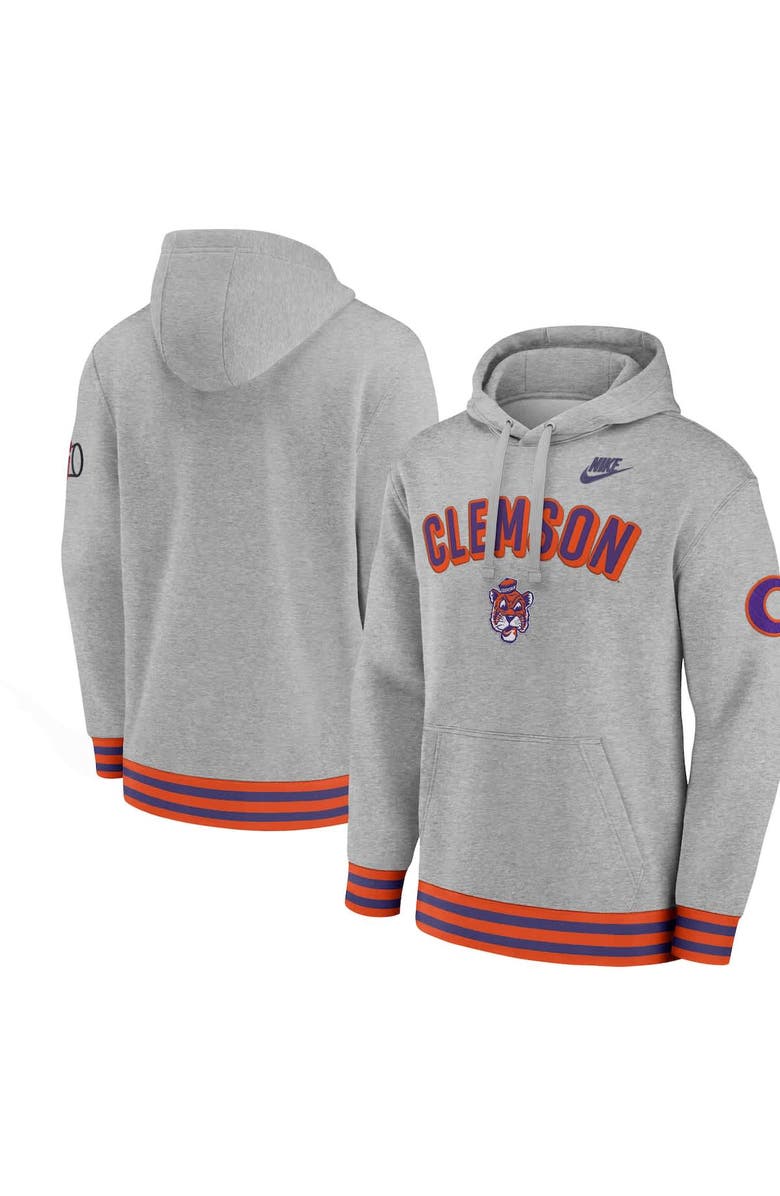 Nike Men
s Nike Heather Gray Clemson Tigers Legacy Retro Pullover Hoodie, Alternate, color, Heather Gray