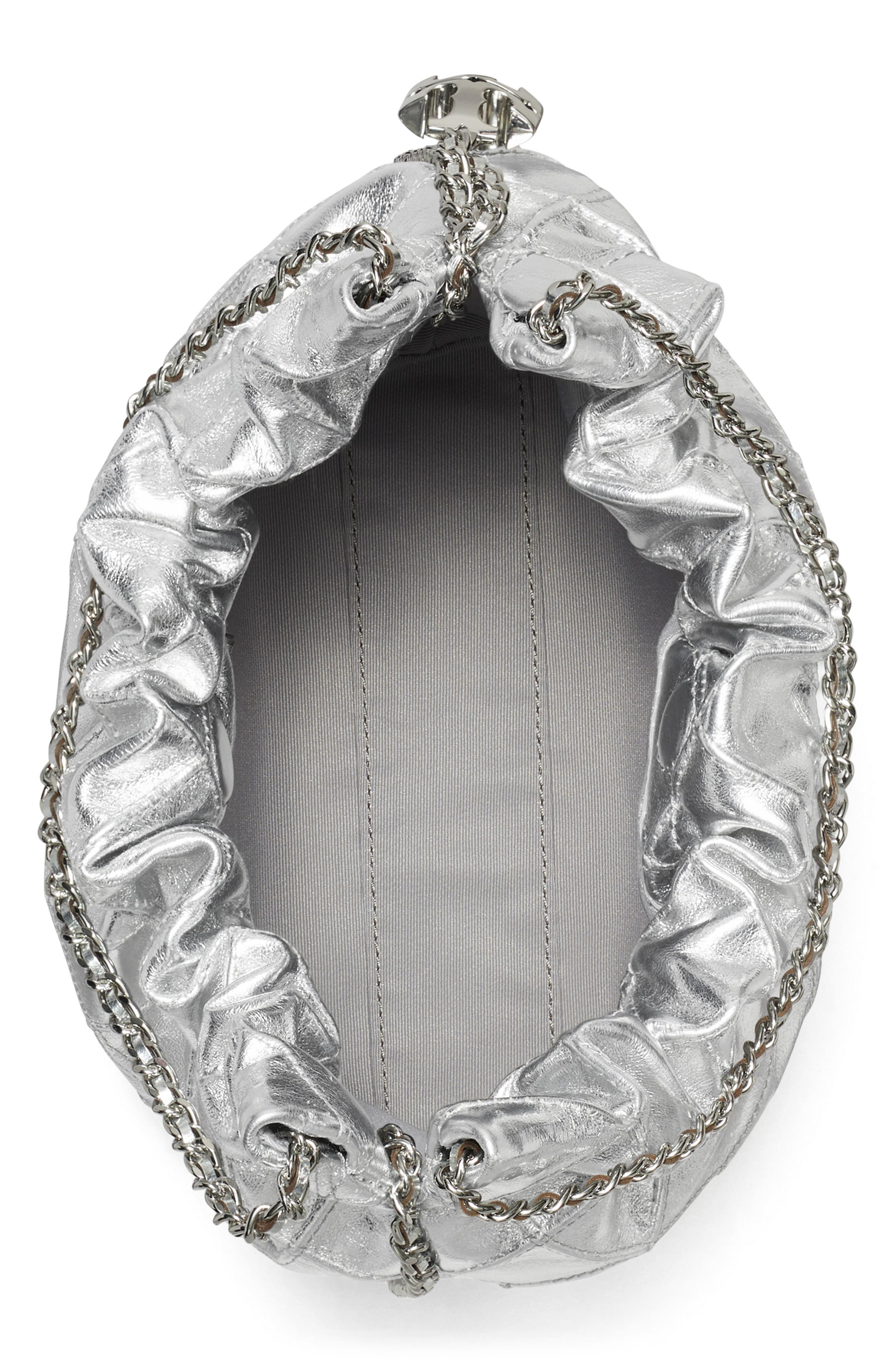 Mini Fleming Metallic Leather Hobo Bag, Alternate, color, SILVER