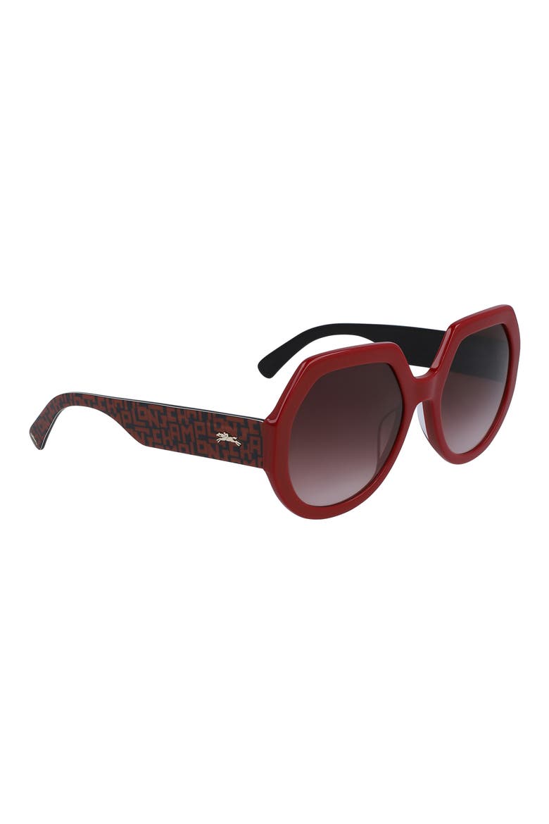 55mm Gradient Geometric Sunglasses, Alternate, color, BRICK