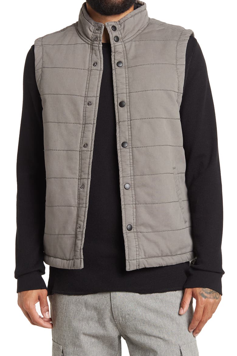 Quilted Vintage Twill Vest, Main, color, GREY GOOSE