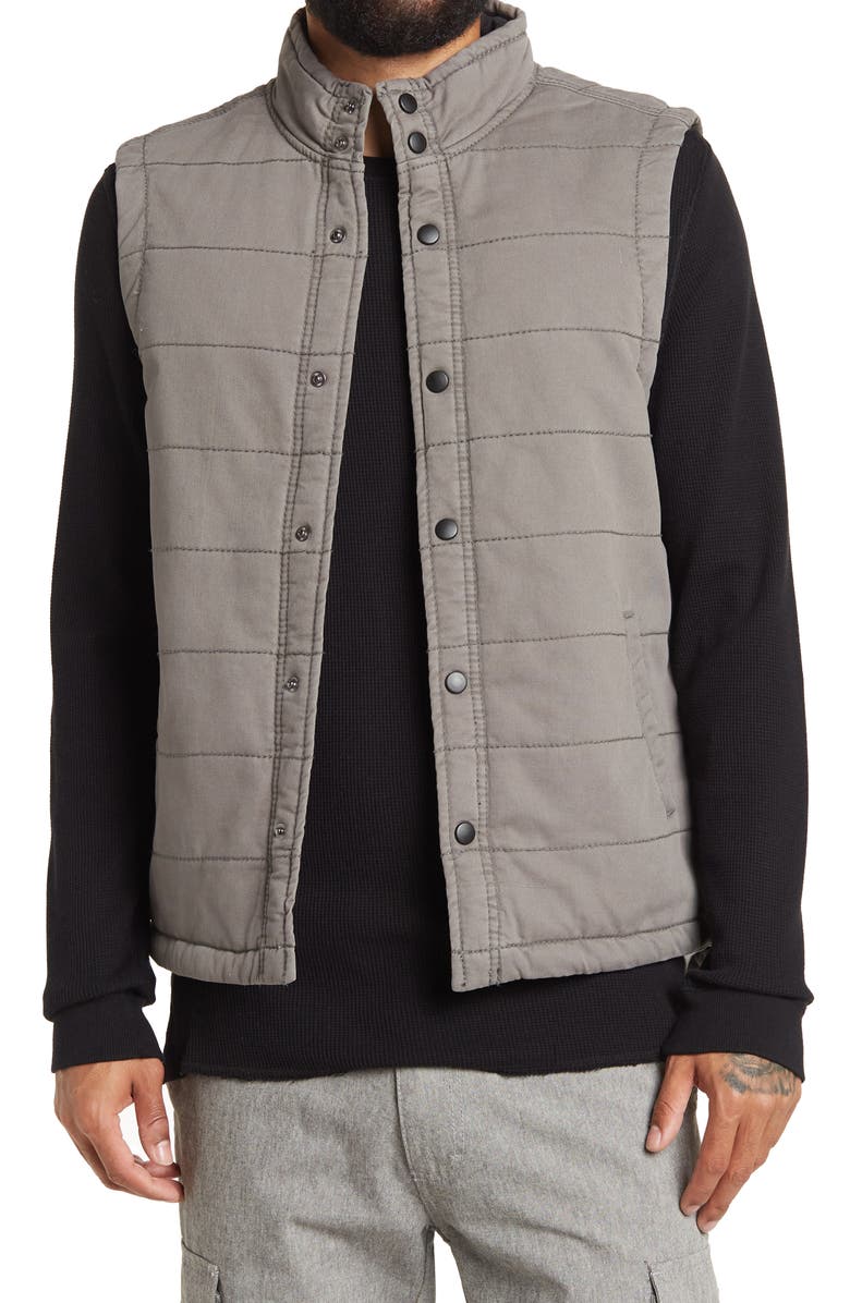 Union Quilted Vintage Twill Vest, Main, color, Grey Goose