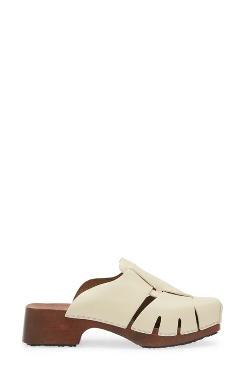 Hereu Licia Cutout Leather Loafer Clogs In Custard