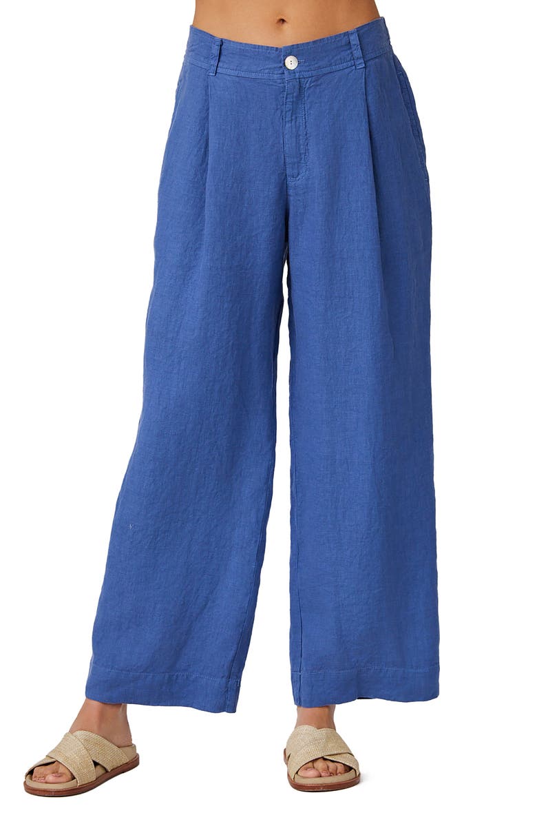 Bella Dahl Pleated Wide Leg Linen Ankle Pants, Main, color, 