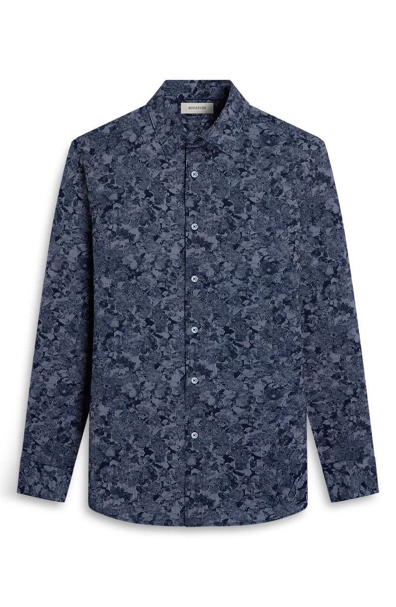 Bugatchi James OoohCotton<sup>®</sup> Floral Stripe Button-Up Shirt, Alternate, color, Navy