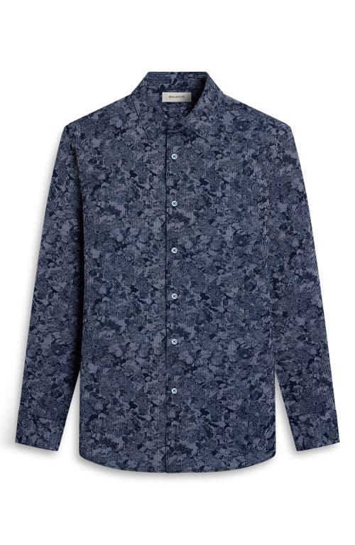 Bugatchi James Ooohcotton® Floral Stripe Button-up Shirt In Blue