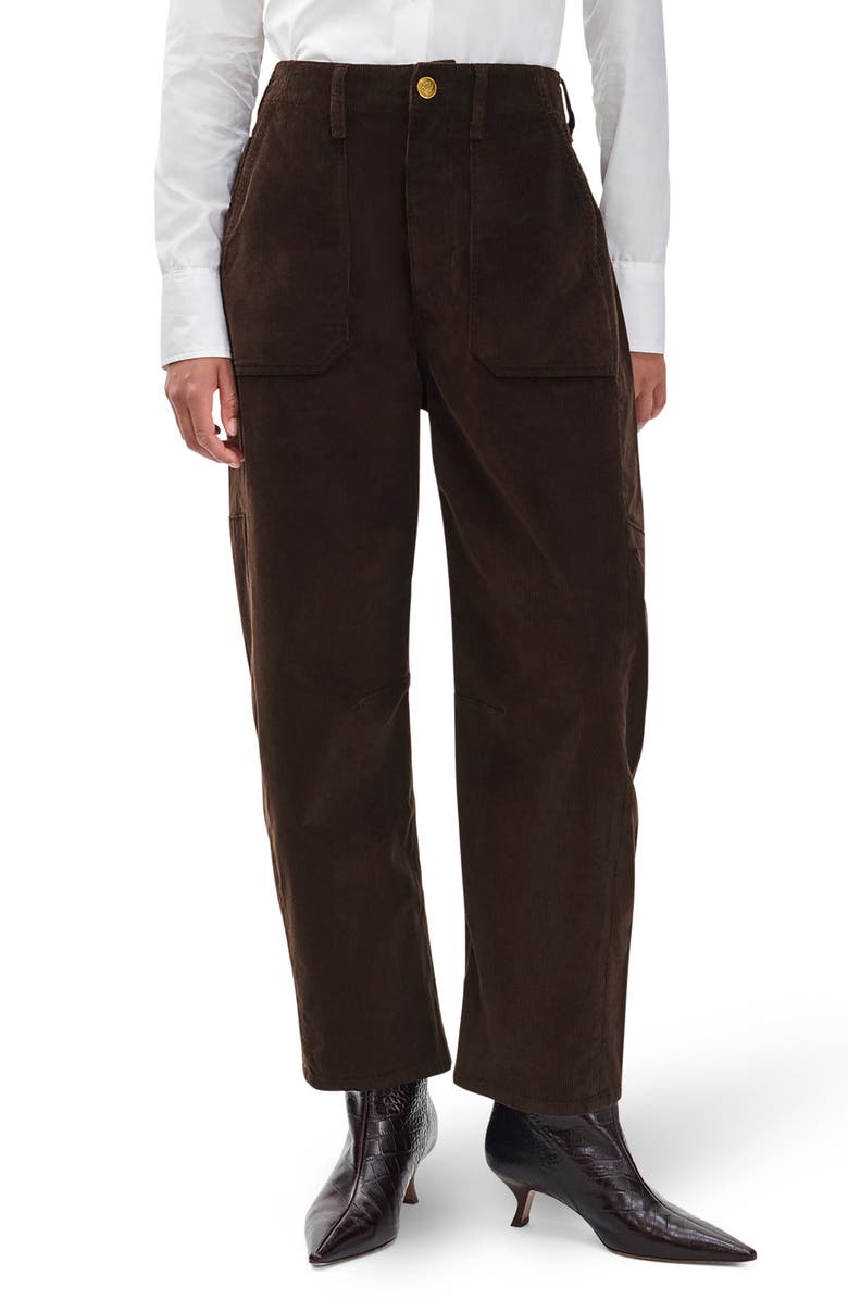 rag & bone Charlie Super High Waist Crop Barrel Corduroy Jeans, Alternate, color, Dark Brown